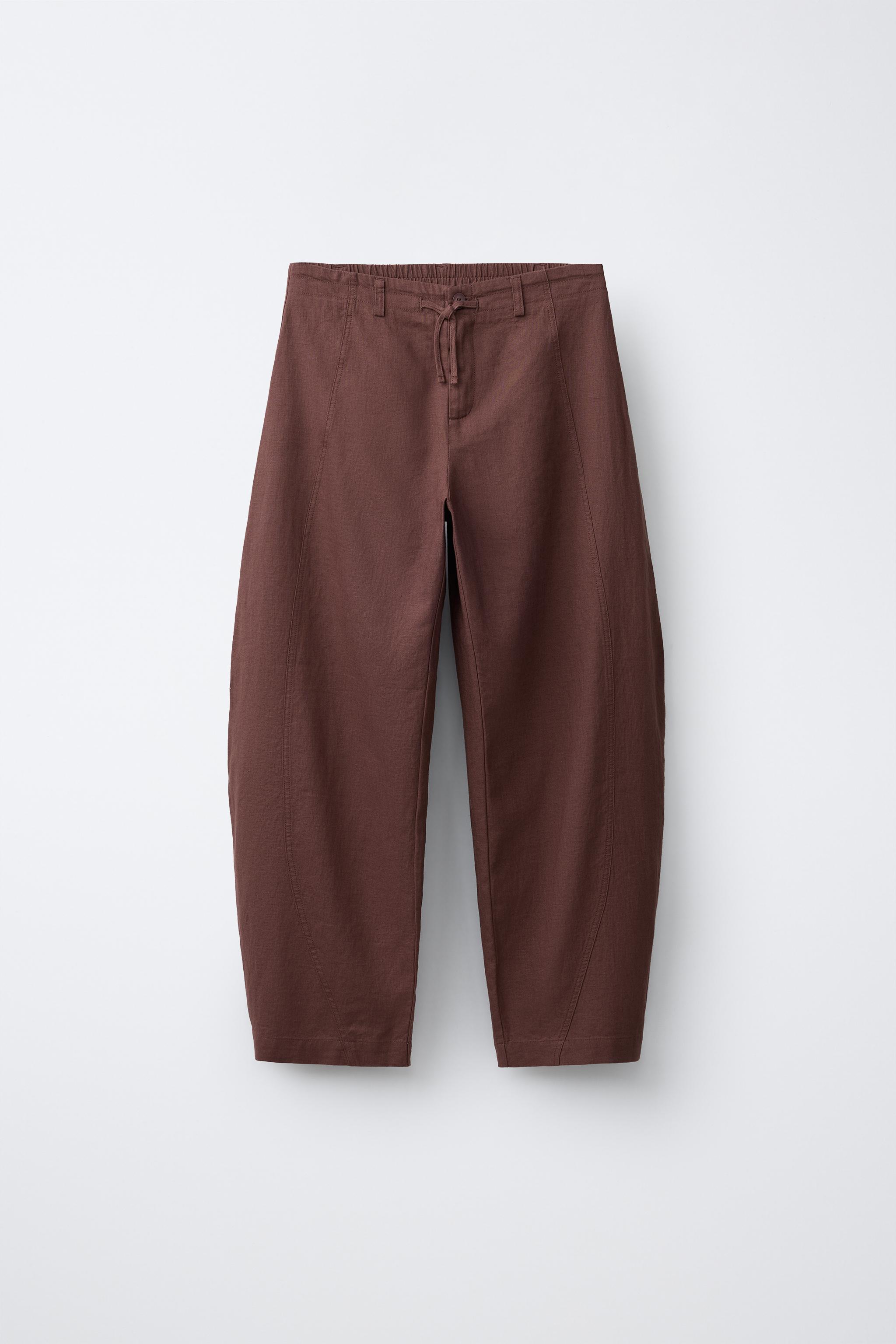 LINEN BARREL PANTS